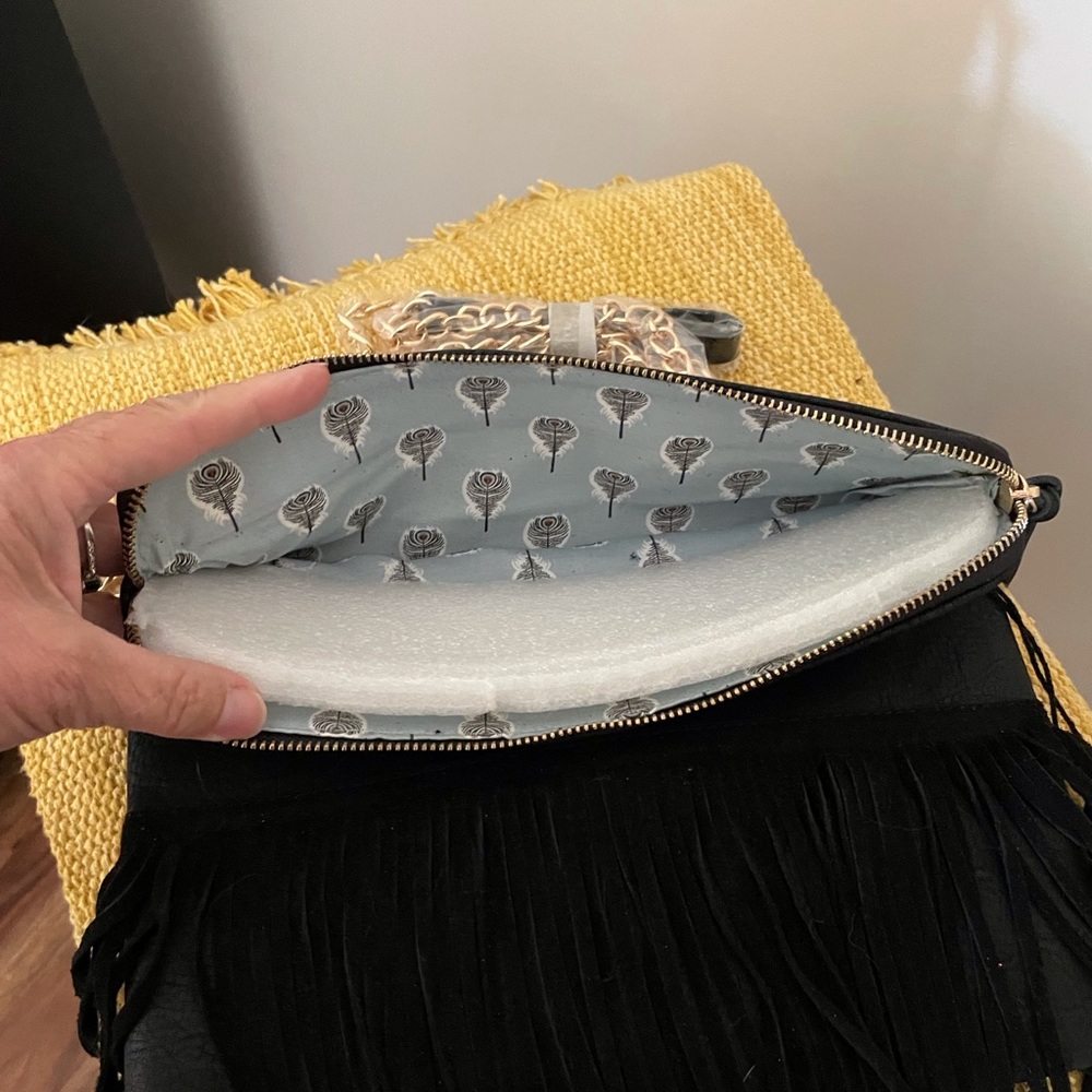 ๐ดNWT๐ด Moda Luxe Black Shoulder Bag with Fringe - Picture 5 of 12